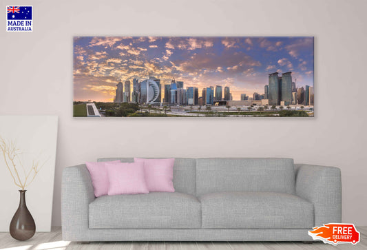 Panoramic Canvas Doha City Center View High Quality 100% Australian Made Wall Canvas Print Ready to Hang