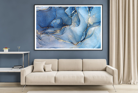 Blue Gold & White Abstract Design Home Decor Premium Quality Poster Print Choose Your Sizes