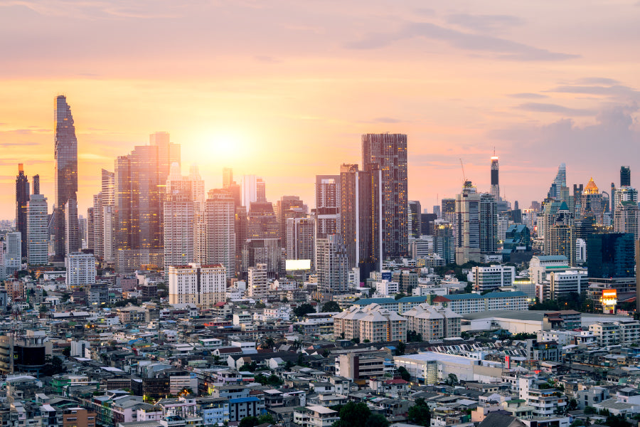 Cityscape Bangkok with Sunset View Photograph Print 100% Australian Made