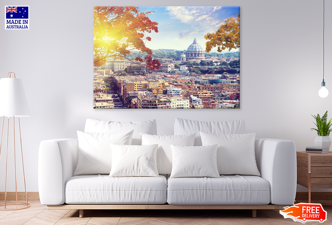 Trees & City In Rome Italy Phototgraph Print 100% Australian Made