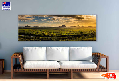 Panoramic Canvas Wild Horse Mountain & Sunset High Quality 100% Australian Made Wall Canvas Print Ready to Hang