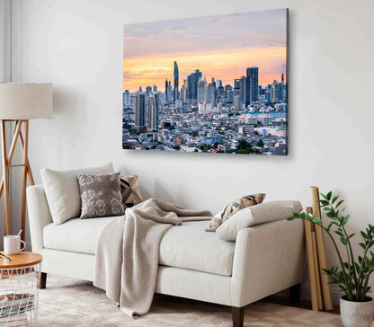 Bella Home Cityscape Sunset View of Bangkok Print Canvas Ready to hang