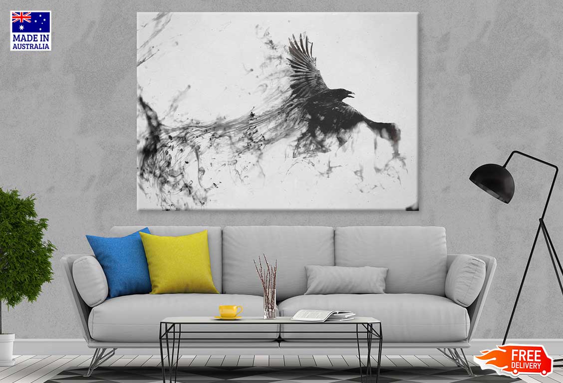 Abstract B&W Raven Art Design Print 100% Australian Made