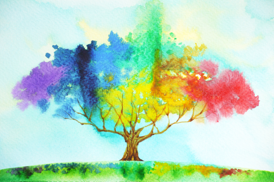 Colorful Tree Watercolor Art Print 100% Australian Made