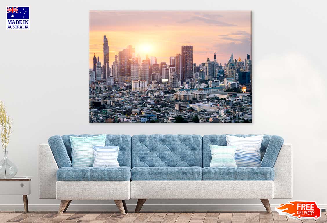 Cityscape Bangkok with Sunset View Photograph Print 100% Australian Made