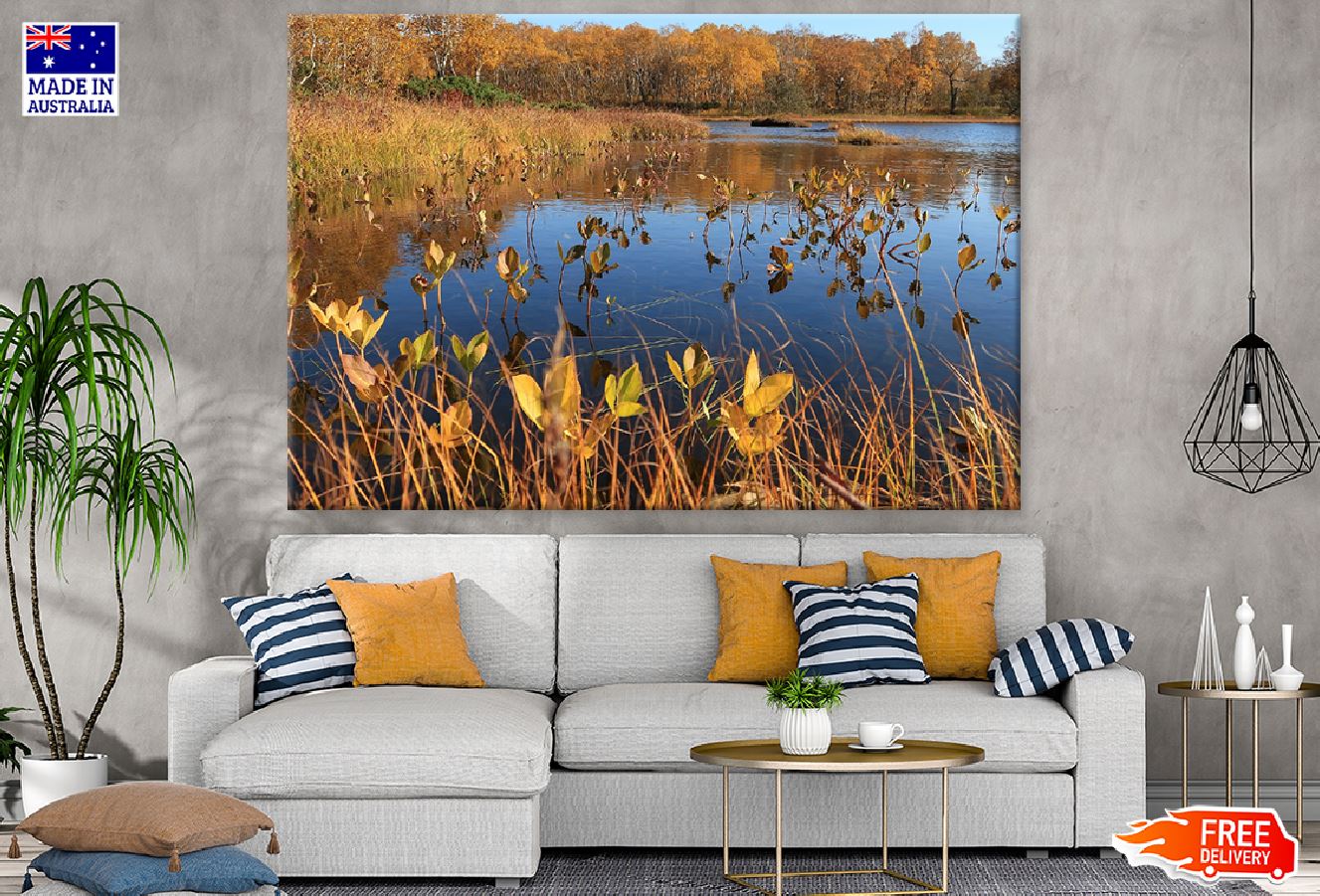 Dry Grass on Lake Photograph Print 100% Australian Made