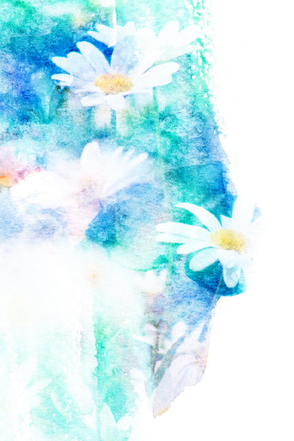 White Daisy Abstract Painting Home Decor Premium Quality Poster Print Choose Your Sizes