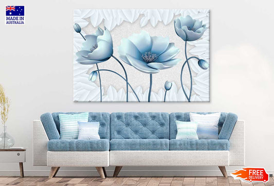 Blue Anemone Vector Flowers View Print 100% Australian Made