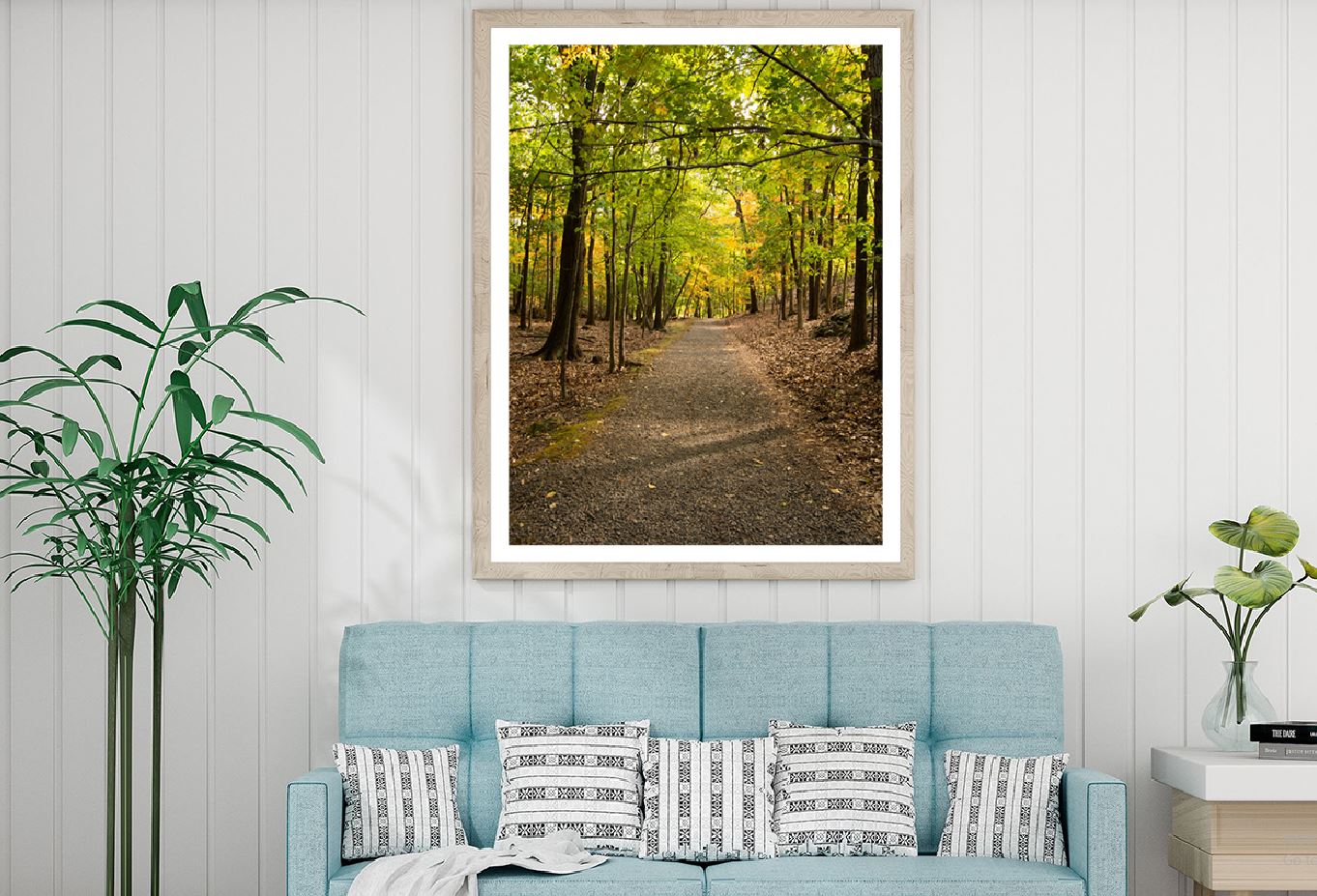 Footpath Along with Autumn Trees Photograph Home Decor Premium Quality Poster Print Choose Your Sizes