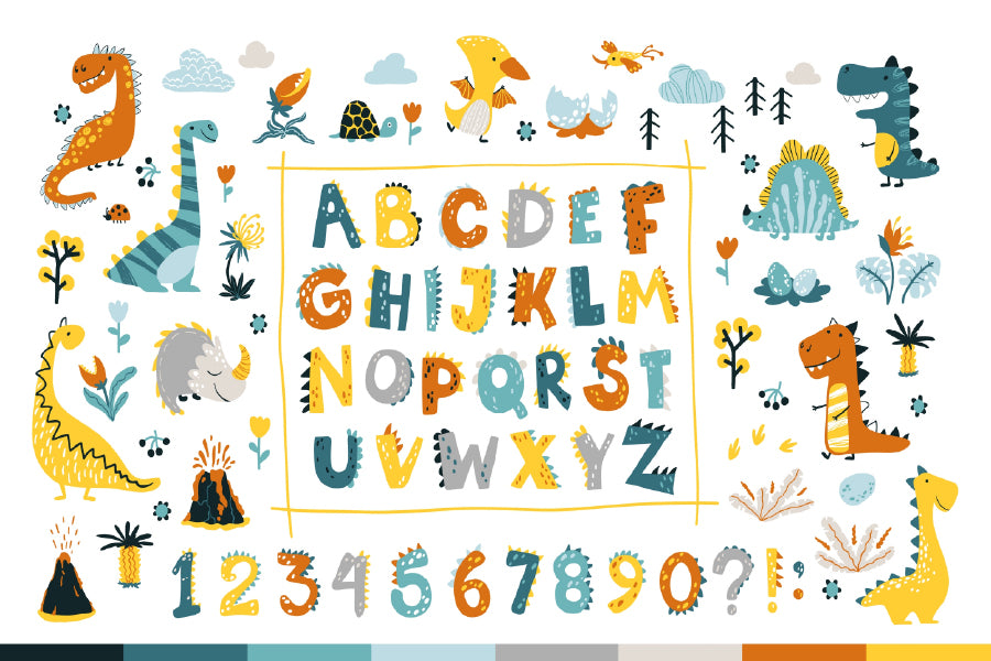 Alphabet with Numbers & Animals Vector Art Nursery & Kids Print 100% Australian Made