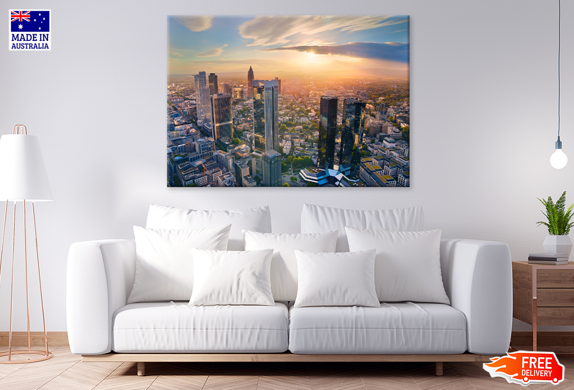 Aerial View of Frankfurt Main Skyline Home Decor Premium Quality Poster Print Choose Your Sizes