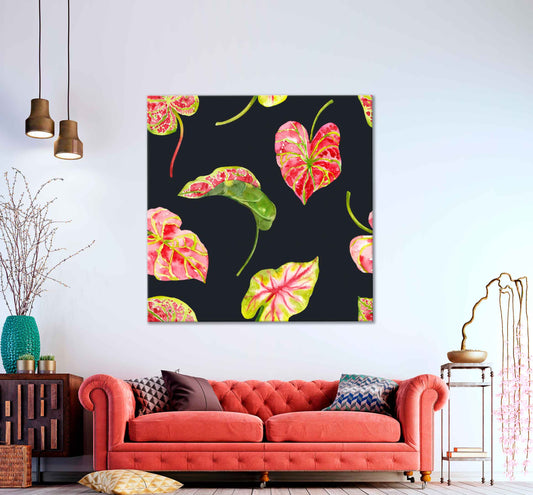 Square Canvas Botanical Hand Drawn Leaves High Quality Print 100% Australian Made