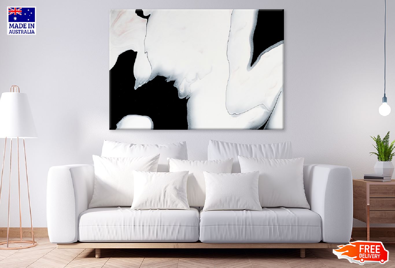 White Liquid Abstract Design Print 100% Australian Made