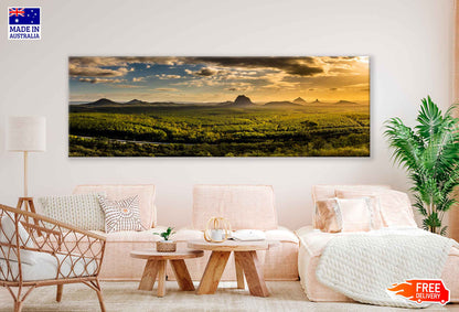 Panoramic Canvas Wild Horse Mountain & Sunset High Quality 100% Australian Made Wall Canvas Print Ready to Hang
