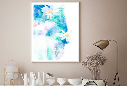 White Daisy Abstract Painting Home Decor Premium Quality Poster Print Choose Your Sizes