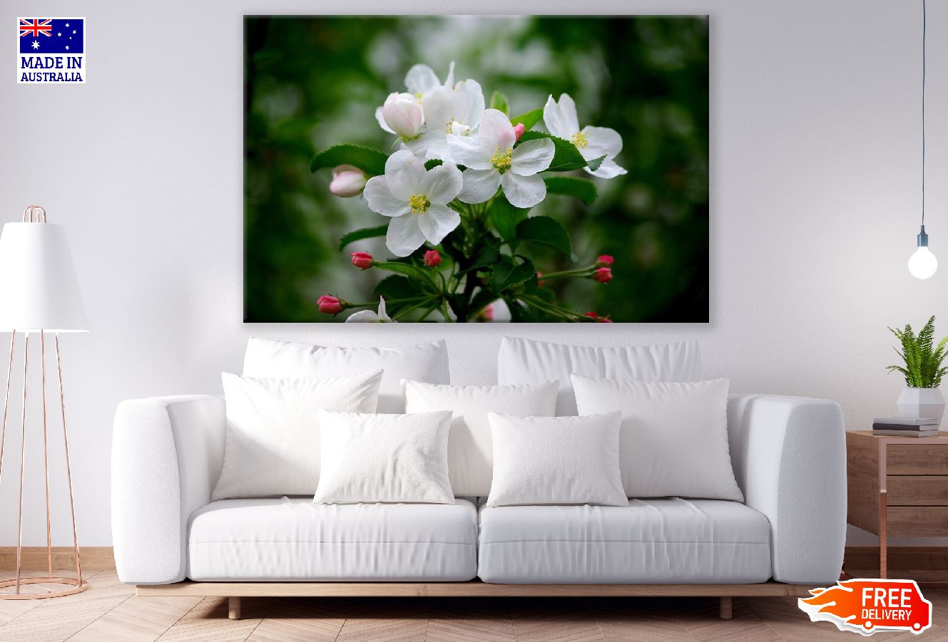 White Spring Blossom Closeup Photograph Print 100% Australian Made