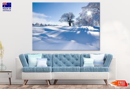 Snow Coverd Trees & Aeria View Print 100% Australian Made