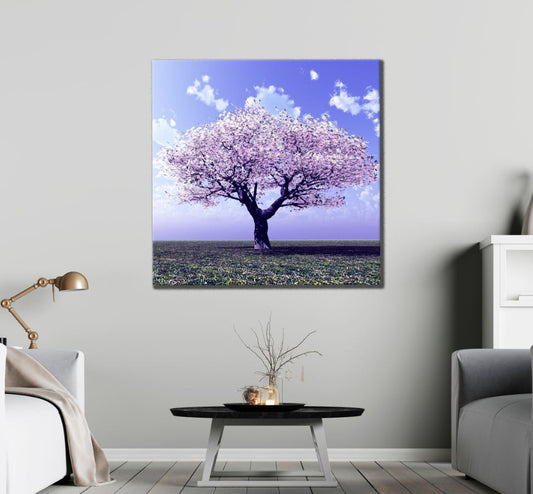 Square Canvas Purple Floral Tree Photograph High Quality Print 100% Australian Made