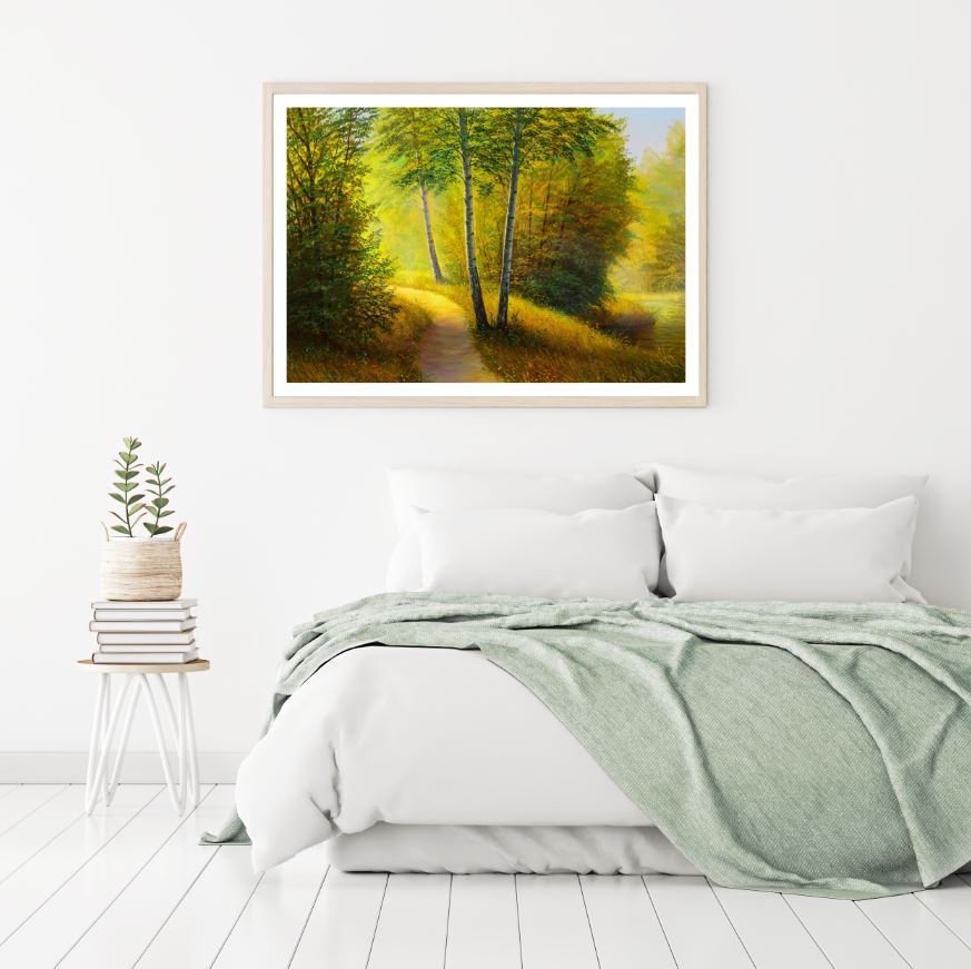 Road in Forest Oil Painting View Home Decor Premium Quality Poster Print Choose Your Sizes