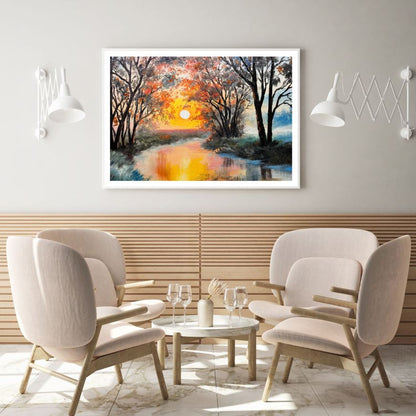 River in Forest Oil Painting Home Decor Premium Quality Poster Print Choose Your Sizes