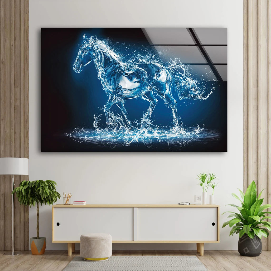 Hourse Shaped Water Design Acrylic Glass Print Tempered Glass Wall Art 100% Made in Australia Ready to Hang