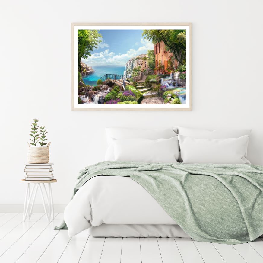 Stunning Village View Scenery Digital Art Home Decor Premium Quality Poster Print Choose Your Sizes