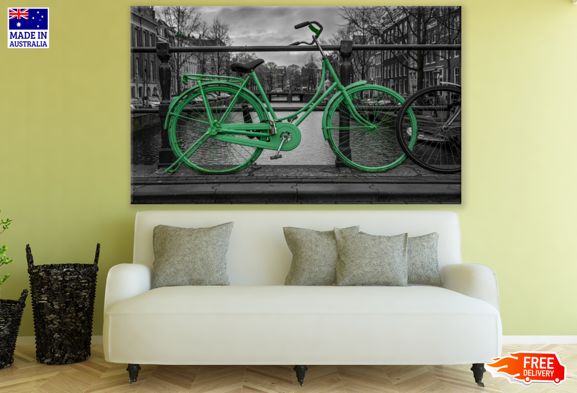 Green Footcycle Ona Bridge B&W Photograph Print 100% Australian Made