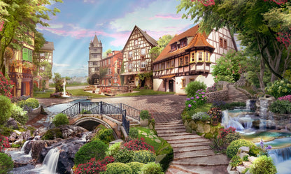 Stunning Village View Scenery Digital Art Home Decor Premium Quality Poster Print Choose Your Sizes