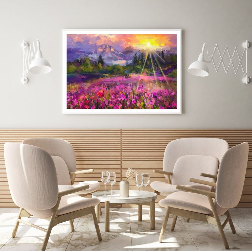 Flower Field Watercolor Painting Home Decor Premium Quality Poster Print Choose Your Sizes