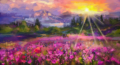 Flower Field Watercolor Painting Home Decor Premium Quality Poster Print Choose Your Sizes