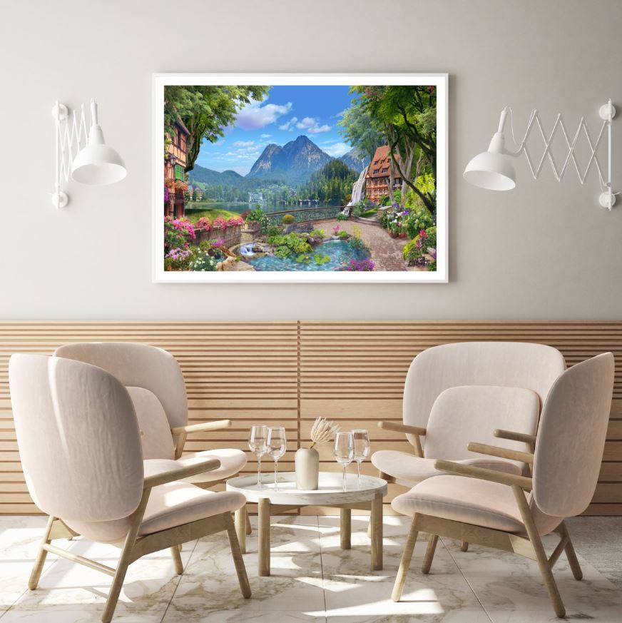 Stunning Village View Scenery Digital Art Home Decor Premium Quality Poster Print Choose Your Sizes