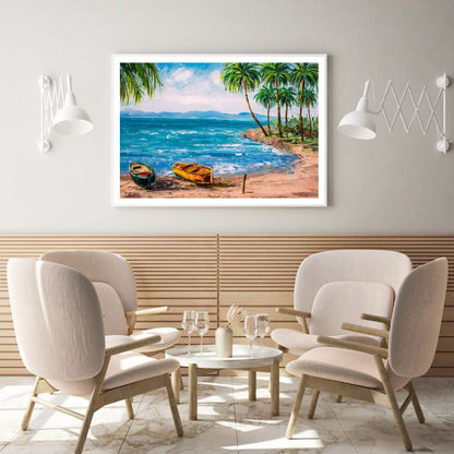 Boats on Sea Oil Painting Home Decor Premium Quality Poster Print Choose Your Sizes