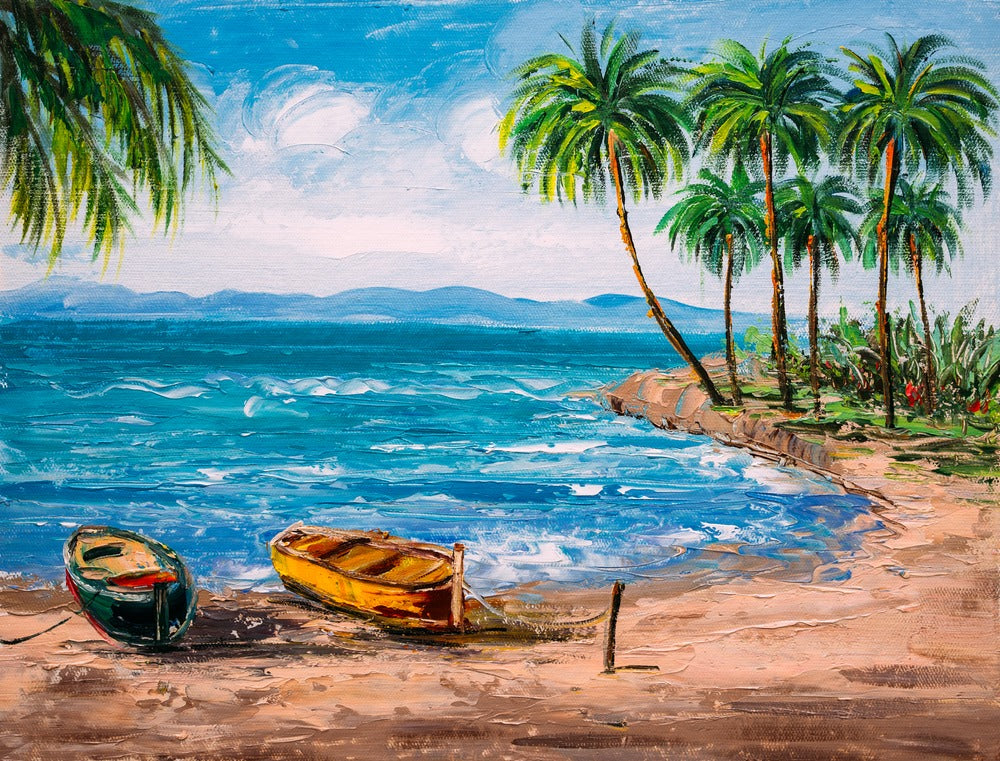 Boats on Sea Oil Painting Home Decor Premium Quality Poster Print Choose Your Sizes