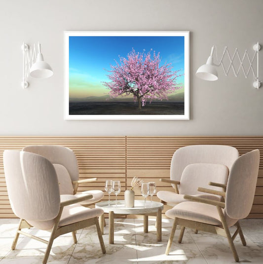 Pink Tree in Dry Land Digital Art Home Decor Premium Quality Poster Print Choose Your Sizes