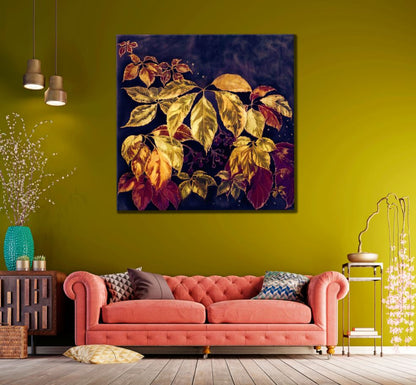 Square Canvas Abstract Leaves Design High Quality Print 100% Australian Made