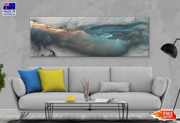 Panoramic Canvas Green Gold Abstract Design High Quality 100% Australian made wall Canvas Print ready to hang