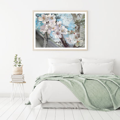 White Blossom Tree Closeup View Watercolor Painting Home Decor Premium Quality Poster Print Choose Your Sizes
