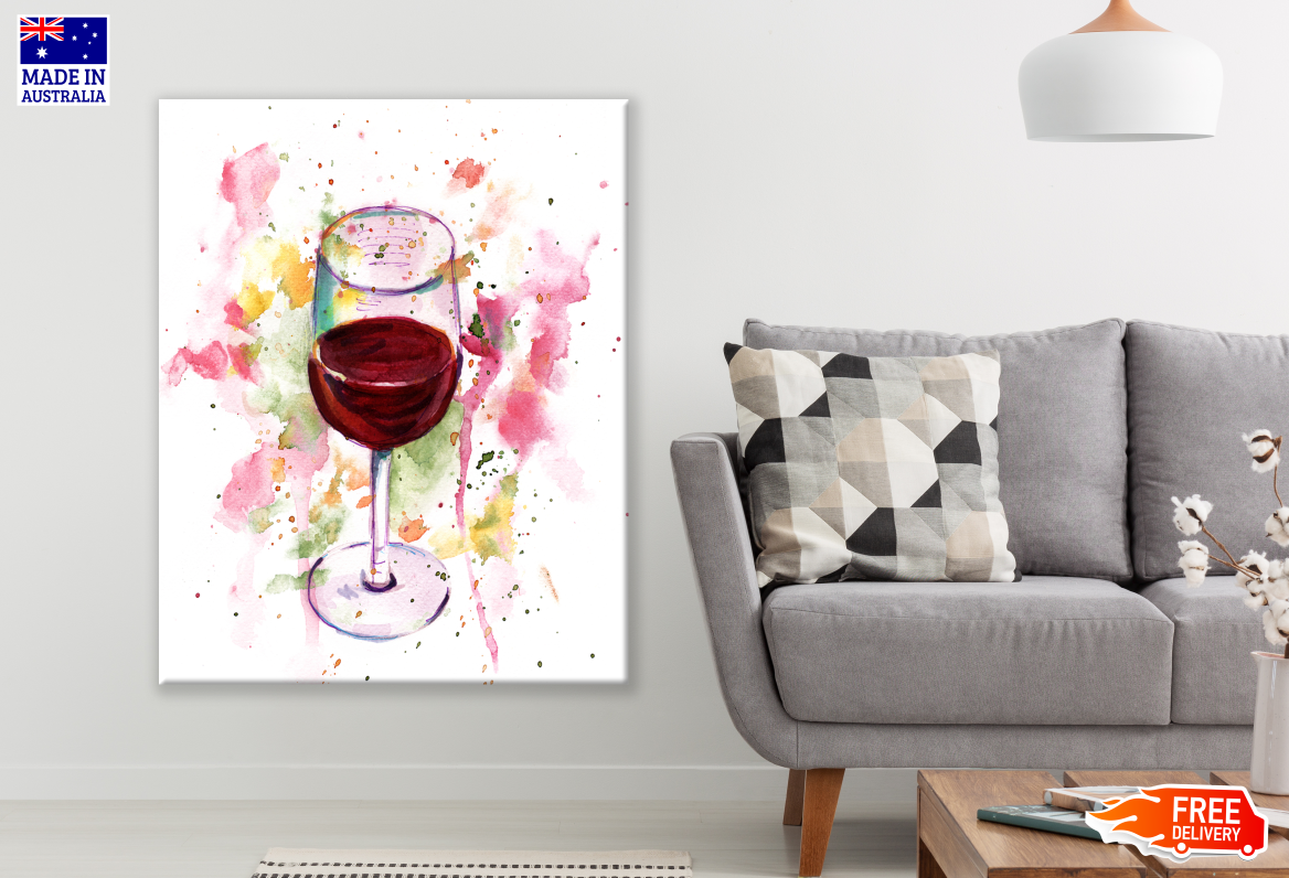 Wine Glass Abstract Design Watercolour Painting Print 100% Australian Made