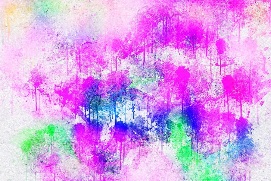 Pink Blue & Green Color Splash Abstract Design Print 100% Australian Made