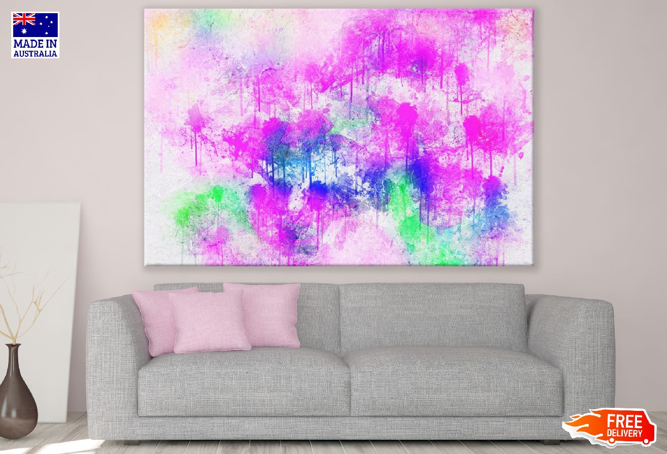 Pink Blue & Green Color Splash Abstract Design Print 100% Australian Made