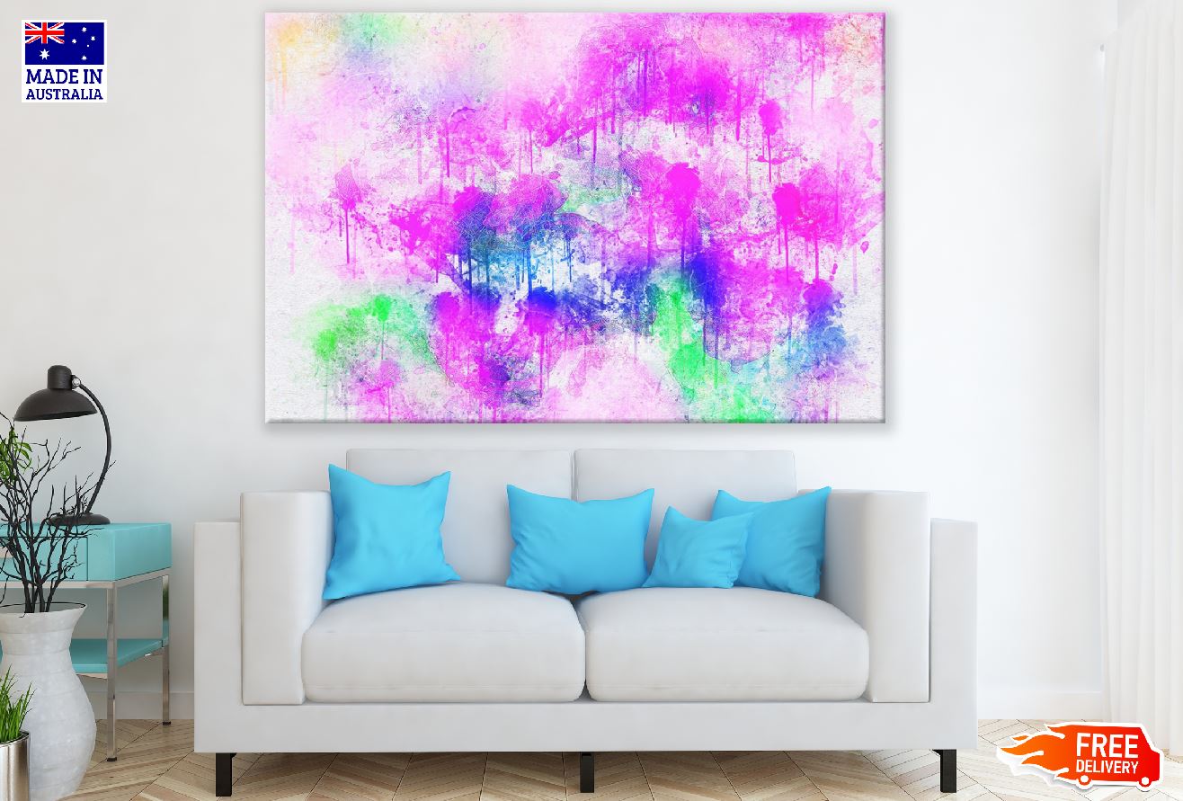 Pink Blue & Green Color Splash Abstract Design Print 100% Australian Made