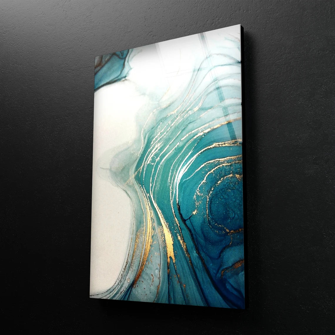 White Blue & Gold Abstract Design Acrylic Glass Print Tempered Glass Wall Art 100% Made in Australia Ready to Hang