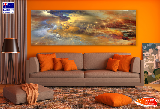 Panoramic Canvas Colourful Abstract Design High Quality 100% Australian made wall Canvas Print ready to hang