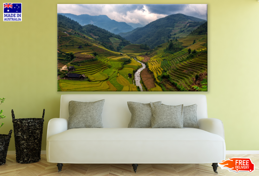 Stunning Mountains & Field Landscape View Photograph Print 100% Australian Made