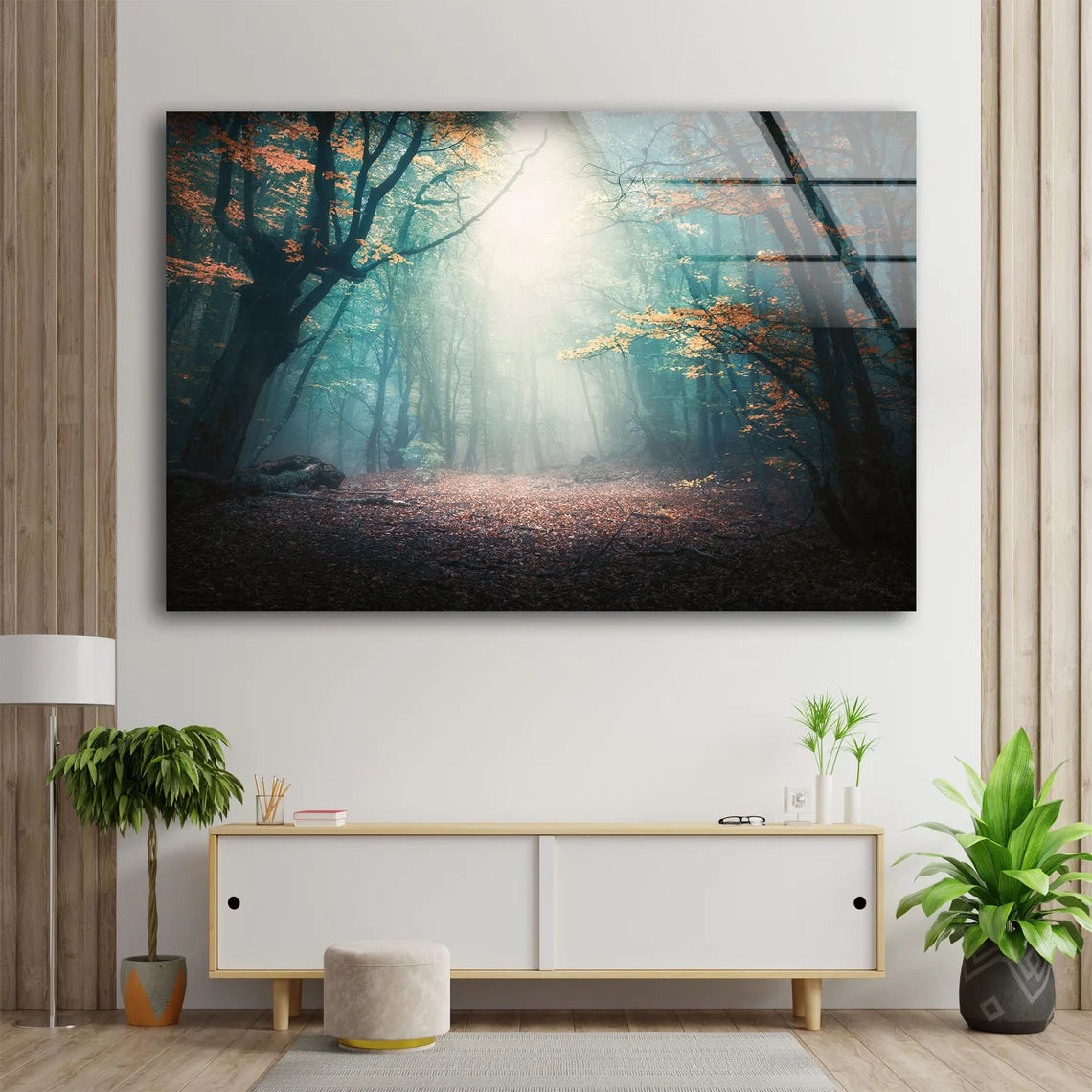 Misty Autumn Forest Acrylic Glass Print Tempered Glass Wall Art 100% Made in Australia Ready to Hang