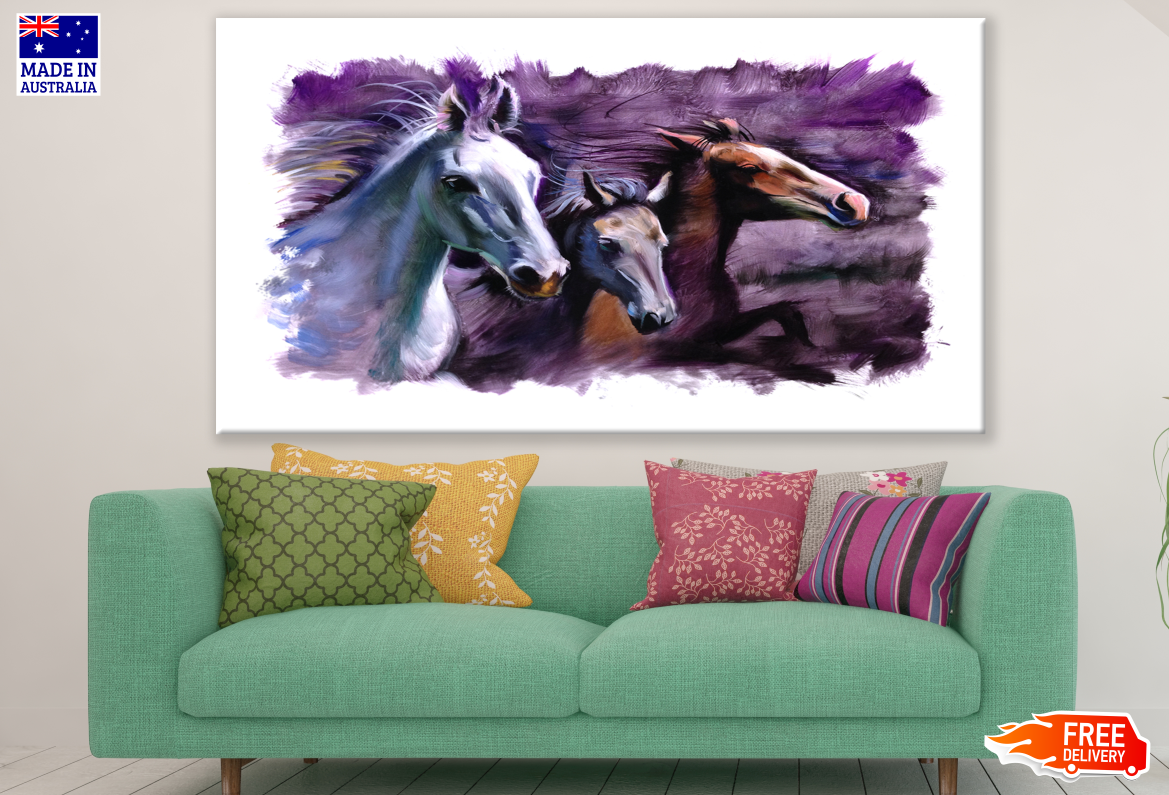 Running Horses Portrait Painting Print 100% Australian Made