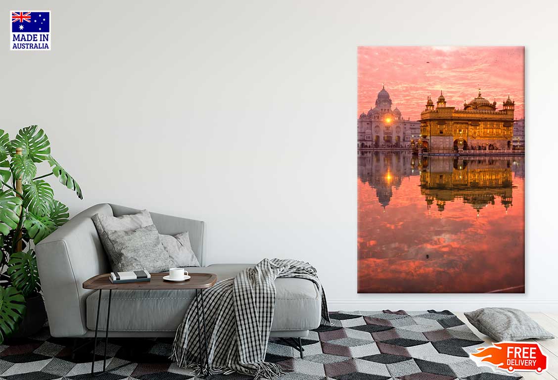 Golden Temple at Sunset Scenery View Punjab Print 100% Australian Made