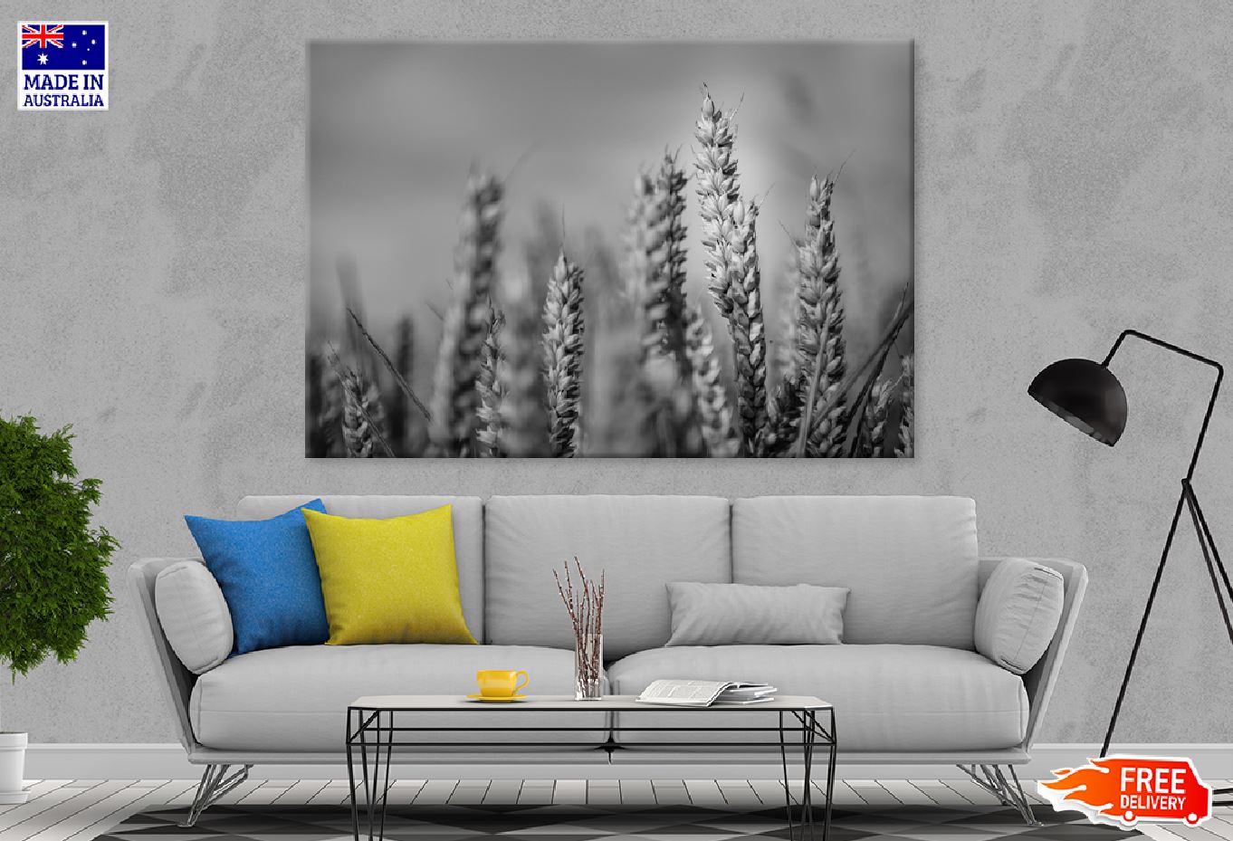 Wheat Plant Closeup B&W View Photograph Print 100% Australian Made