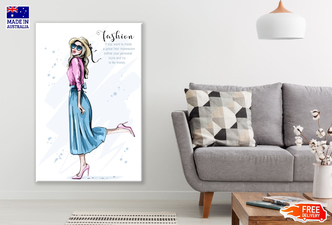 Fashion Lady with Classic Clothes Illustration Print 100% Australian Made