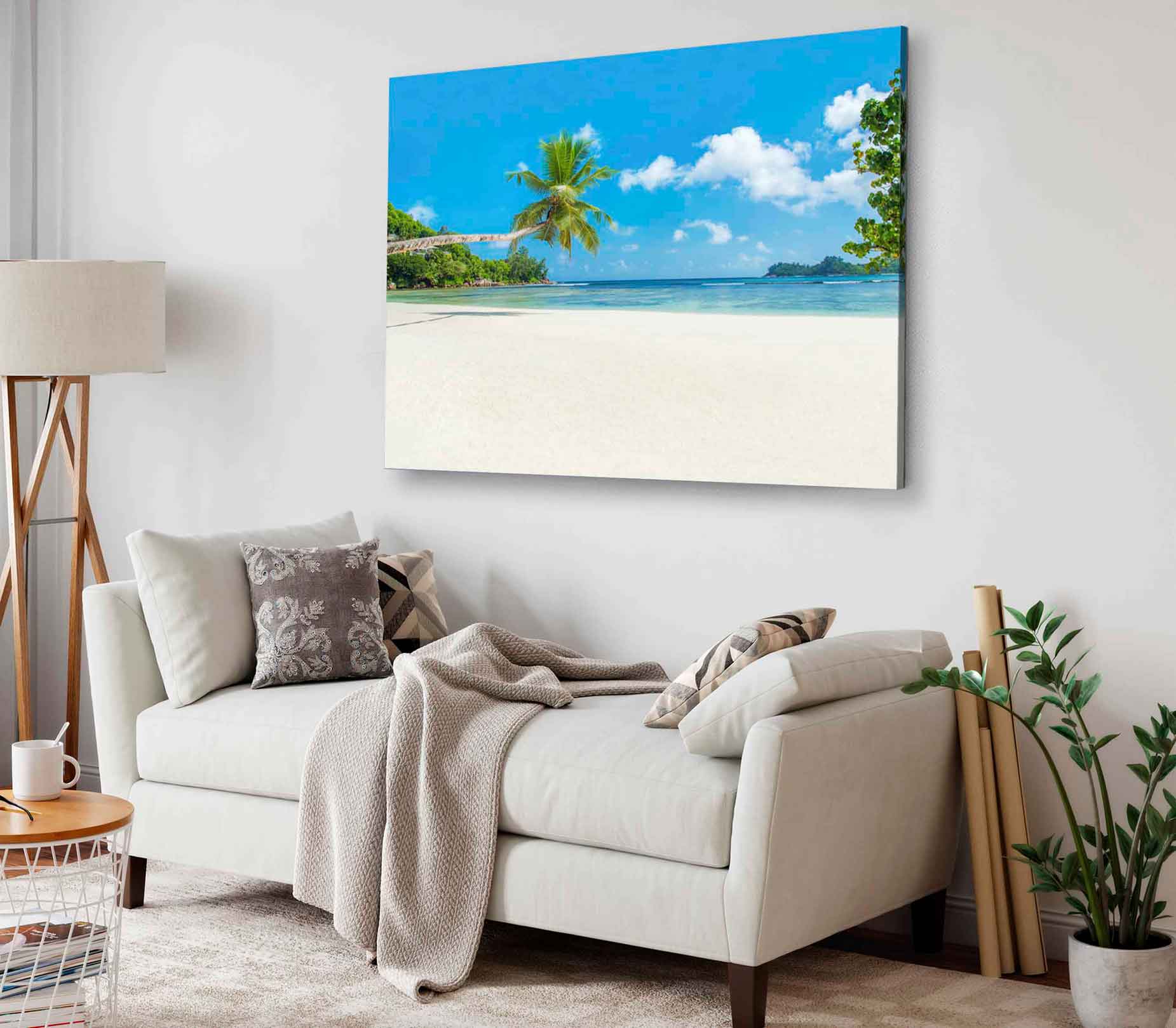 Bella Home Tropical Ocean Beach With Clouds Print Canvas Ready to hang